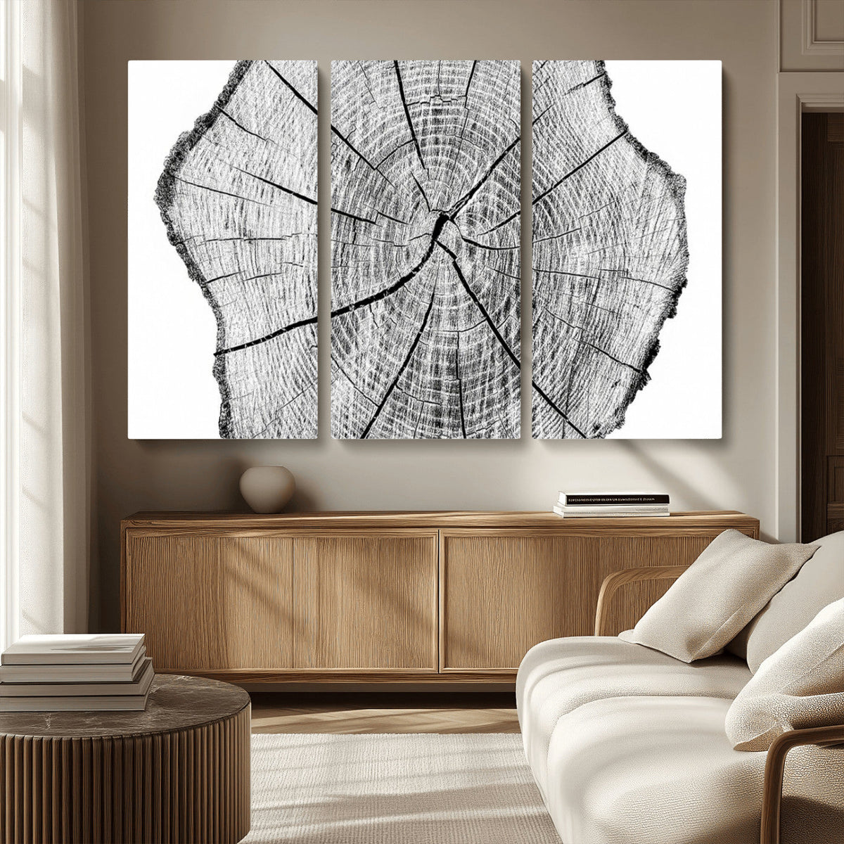 Rustic Tree Ring Wall Art Canvas Print, Framed and Ready to Hang