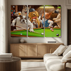 Dogs Playing Pool Canvas Wall Art Funny Gifts Dog Print