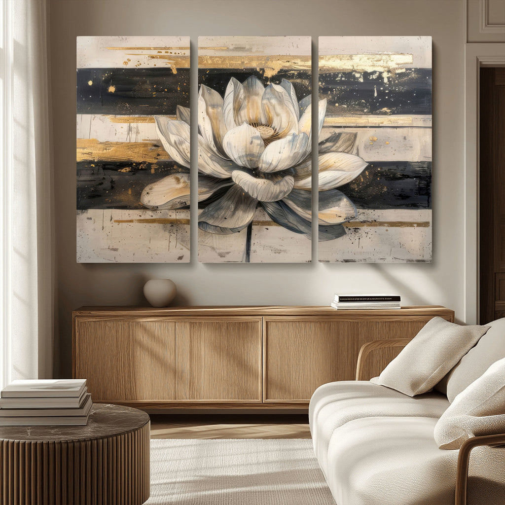 Lotus Flower Wall Art | Framed Abstract Floral Canvas