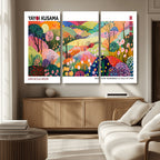 Framed Yayoi Kusama 1986 Wall Art Print | Japanese Wabi Sabi Vibrant Abstract Landscape Canvas
