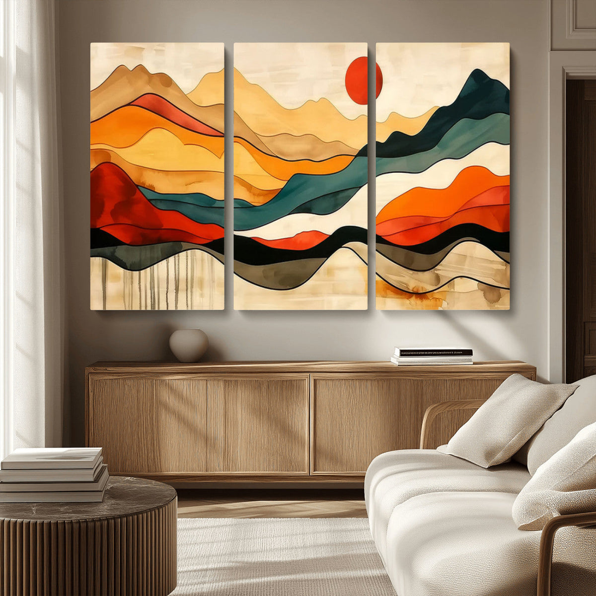 Abstract Mountain Wall Art | Framed Colorful Landscape Canvas