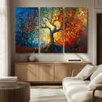 Yggdrasil Tree of Life Mosaic Stained Glass Wall Art Canvas Print