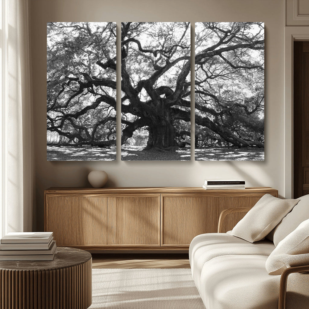 Ancient Oak Wall Art Canvas Print | Gnarled Tree with Twisted Branches