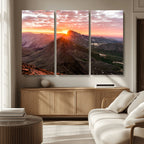 Mountain Sunrise Wall Art | Framed Alpine Ridge Canvas