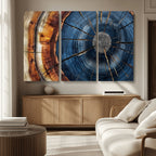 Framed Abstract Tree Ring Wall Art Print, Natural Rustic Wood Grain Canvas Print