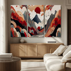 Abstract Mountain Wall Art Canvas Print | Vibrant Stylized Landscape