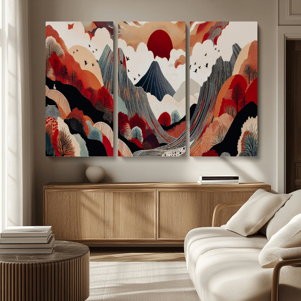 Abstract Mountain Wall Art Canvas Print | Vibrant Stylized Landscape