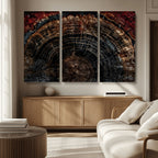 Dark Wood Ring Wall Art Canvas Print, Framed Abstract Tree Slice Print, Rustic Wood Grain Decor