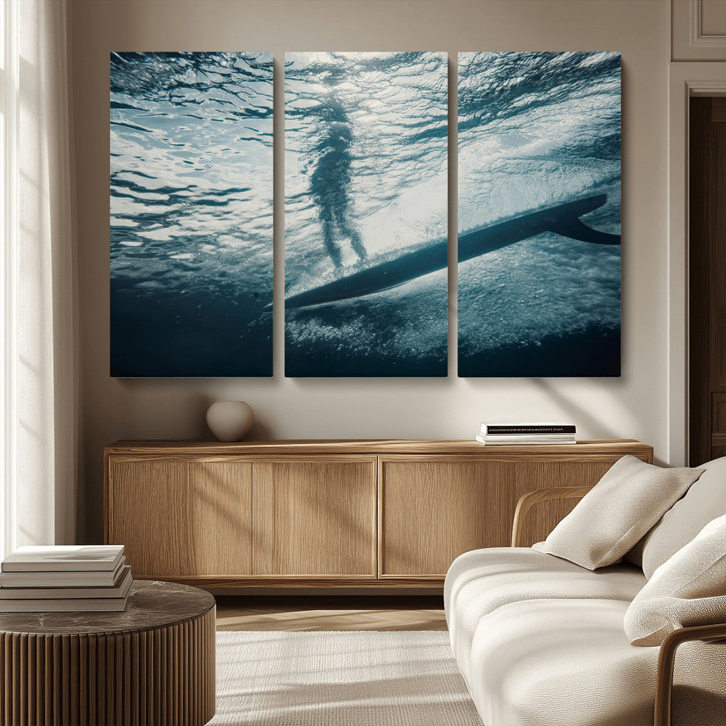 Underwater Surf Wall Art | Framed Ocean Wave Canvas Artwork