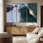 Ocean Wave Wall Art | Aerial Coastal View Canvas Artwork