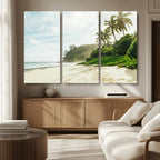 Relaxing Beach Wall Art Canvas Print, Framed Ocean View Coastal Serenity