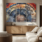 Tree Rings Wall Art Canvas Print, Framed Petrified Wood Modern Rustic