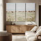 Bison Herd Wall Art Canvas Print, Framed Western Ranch Nature Scene