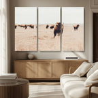 Bison Herd Wall Art Canvas Print, Framed Western Prairie Serenity