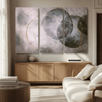 Abstract Grey Gold Wall Art | Modern Geometric Canvas
