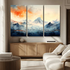Warm Clouds Abstract Mountain Wall Art, Modern Landscape Canvas Print