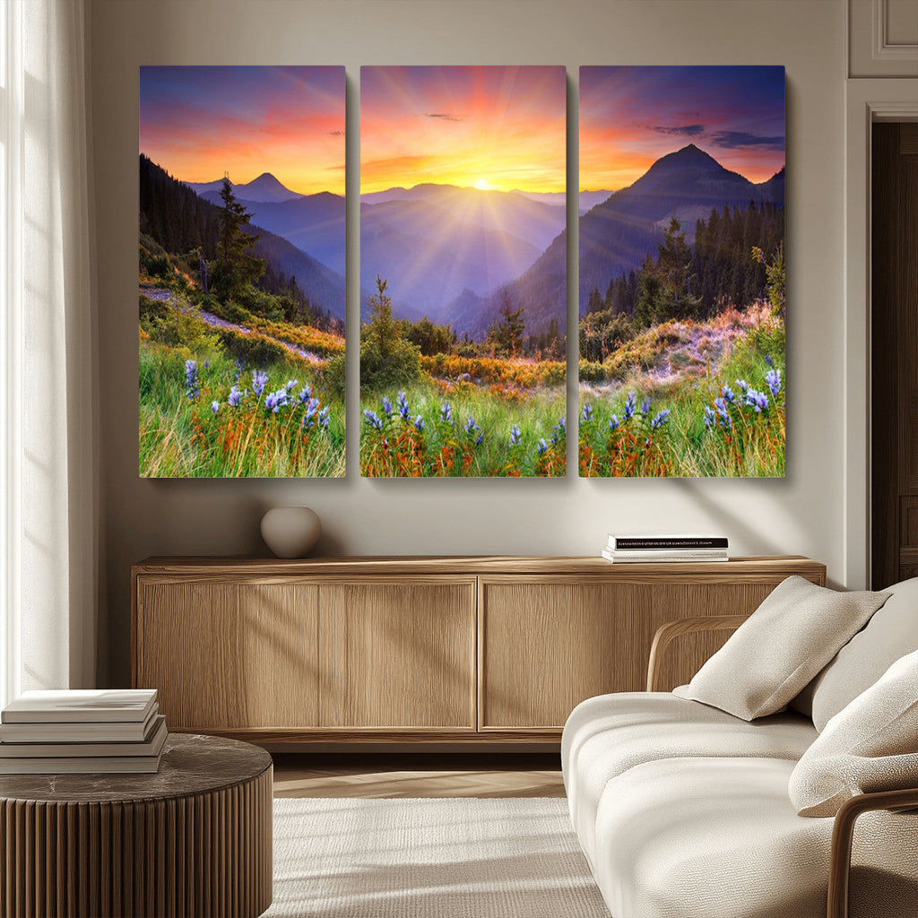 Mountain and Spring Wall Art Canvas Print