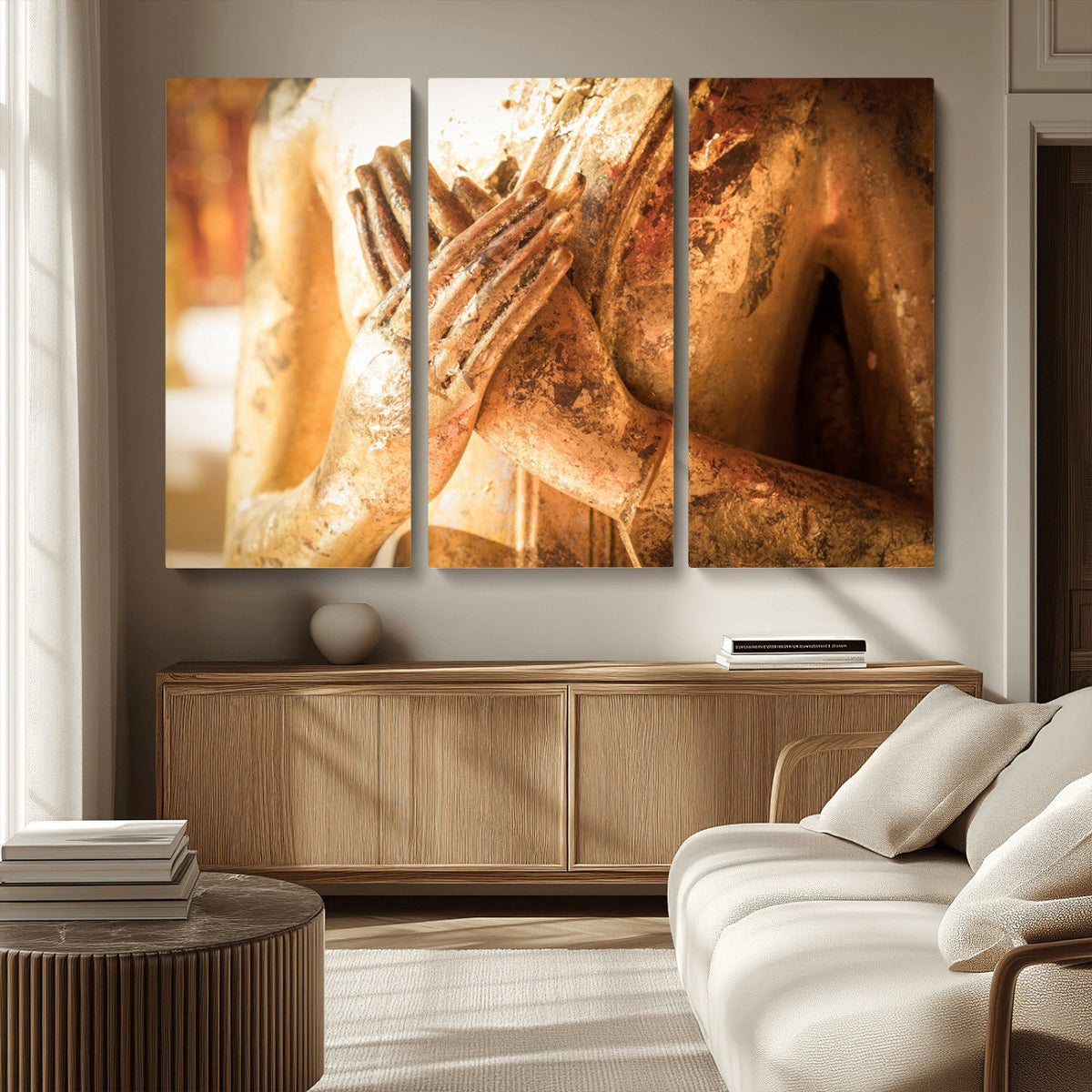 Buddha Statue Hands Wall Art Canvas Print