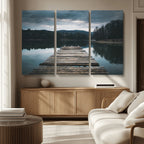 Wooden Bridge Near Lake Wall Art Canvas Print