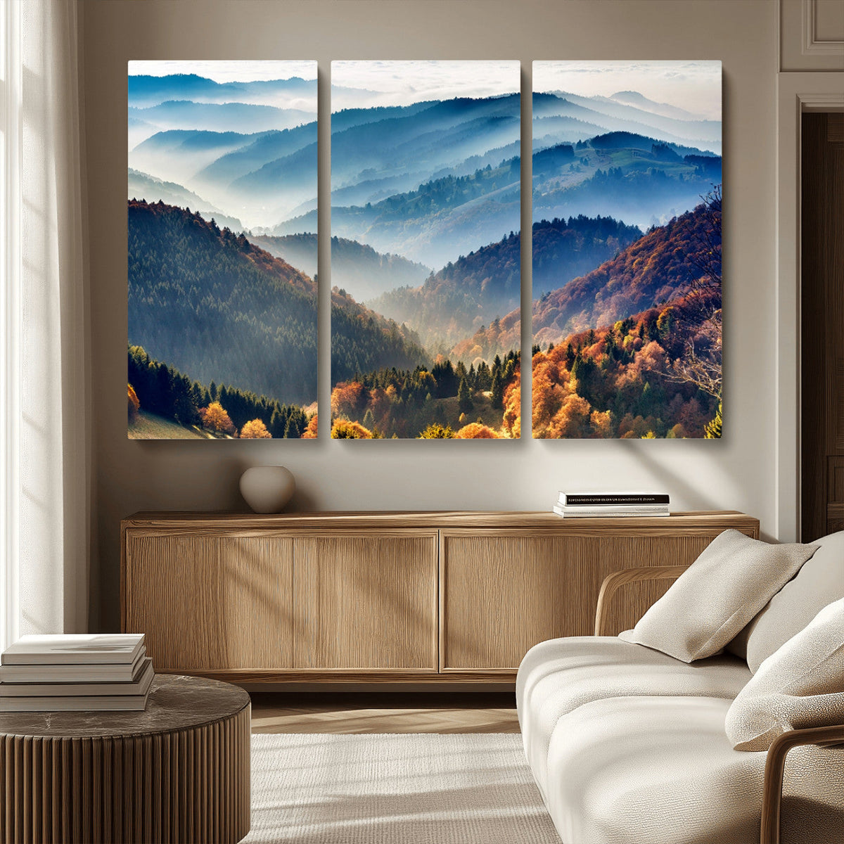 Mountains Forest Autumn Wall Art Canvas Print