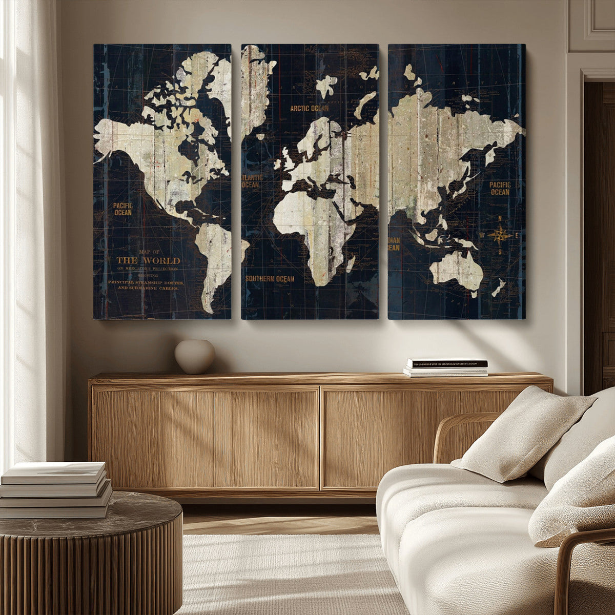 Antique Old World Map Wall Art Canvas Print