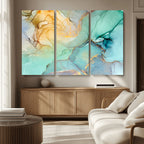 Green Marble Fluid Effect Abstract Canvas Wall Art Print