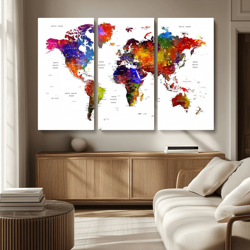 World Map Canvas Print | Detailed Map of the World Wall Art