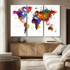 World Map Canvas Print | Detailed Map of the World Wall Art