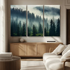 Captivating Misty Forest Wall Art, Foggy and Serene Atmosphere Canvas Print