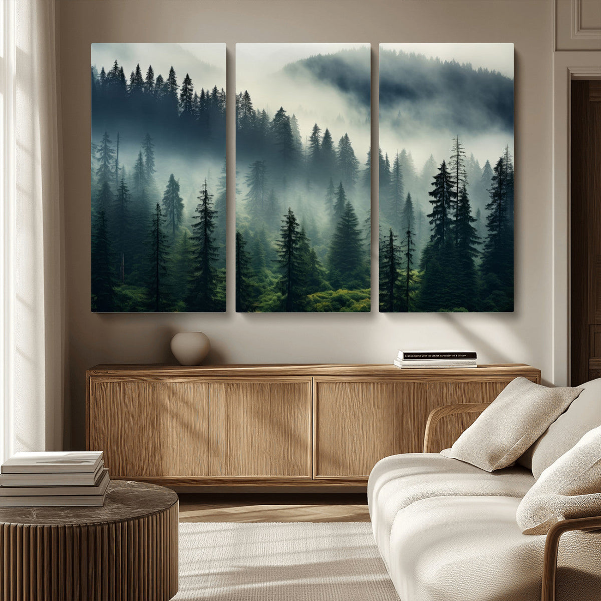 Captivating Misty Forest Wall Art, Foggy and Serene Atmosphere Canvas Print