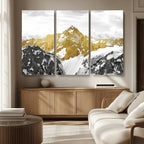 Gold Abstract Mountains Wall Art Print on Canvas, Nature Wall Art Print