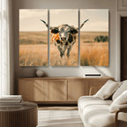 Texas Cow Wall Art Canvas Print for Farm House Wall Decor