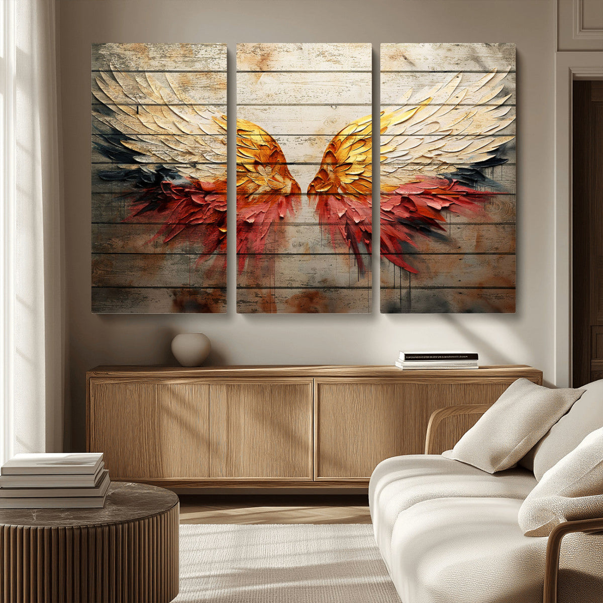 Abstract Angel Wings Canvas Wall Art, Modern Angelic Wings Decor, Framed and Ready to Hang