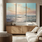 Abstract Ocean Wall Art, Boat Wall Art Canvas Print