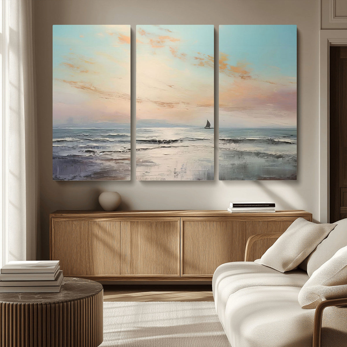 Abstract Ocean Wall Art, Boat Wall Art Canvas Print