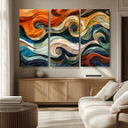 Abstract Wave Wall Art, Ready to Hang Framed Canvas Print | Extra Large 3 Piece Canvas Wall Art