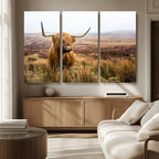Scottish Highland Cow Canvas Wall Art, Rustic Farmhouse Decor