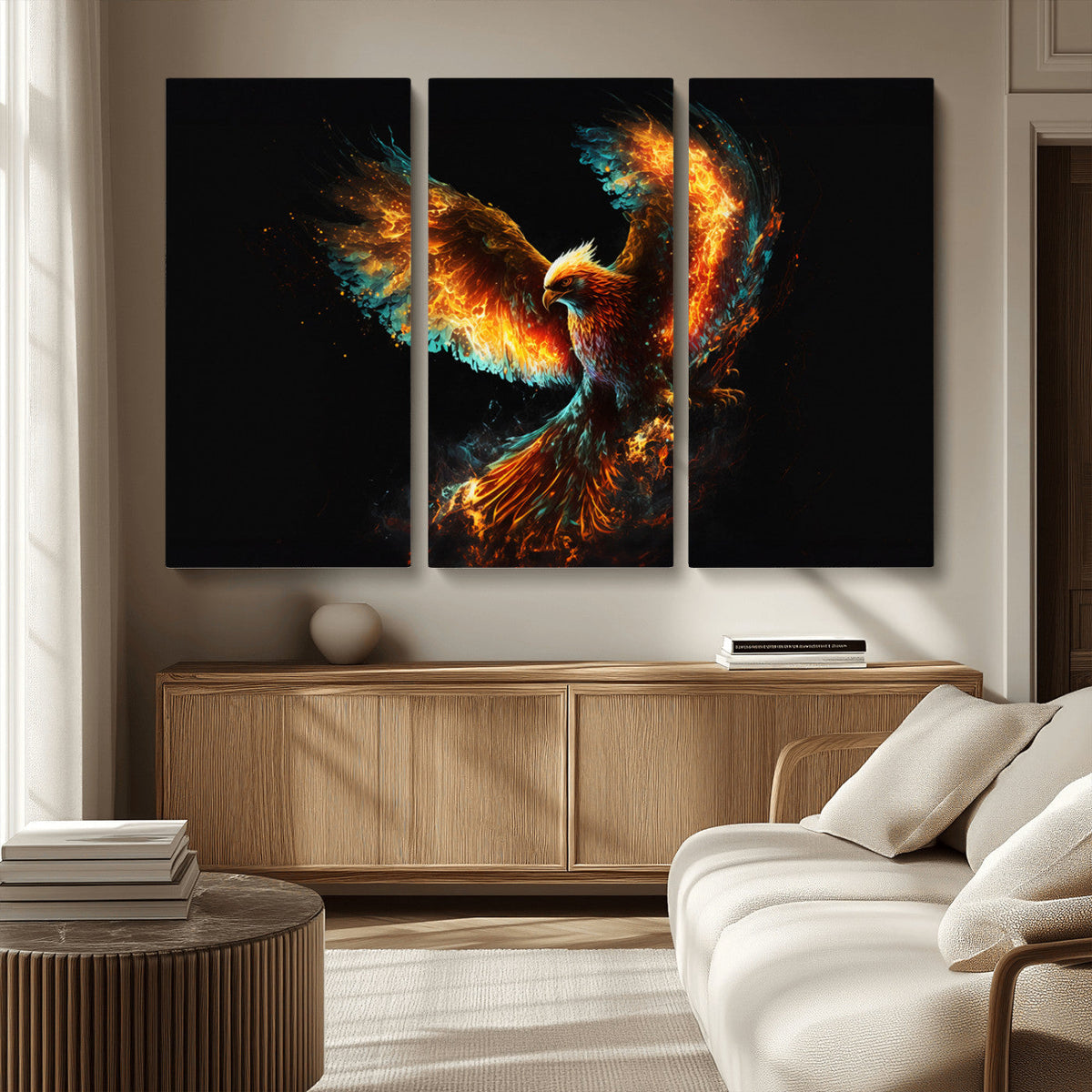 Fiery Phoenix Canvas Print | Ready to Hang Wall Art | Bold Fantasy Decor