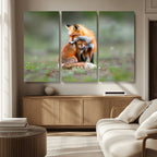 Heartwarming Fox and Baby Cub Wall Art | Canvas Print of Foxes in Nature