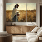Jesus the Good Shepherd Wall Art Canvas Print, Inspirational Christian Religious Print for Prayer Room