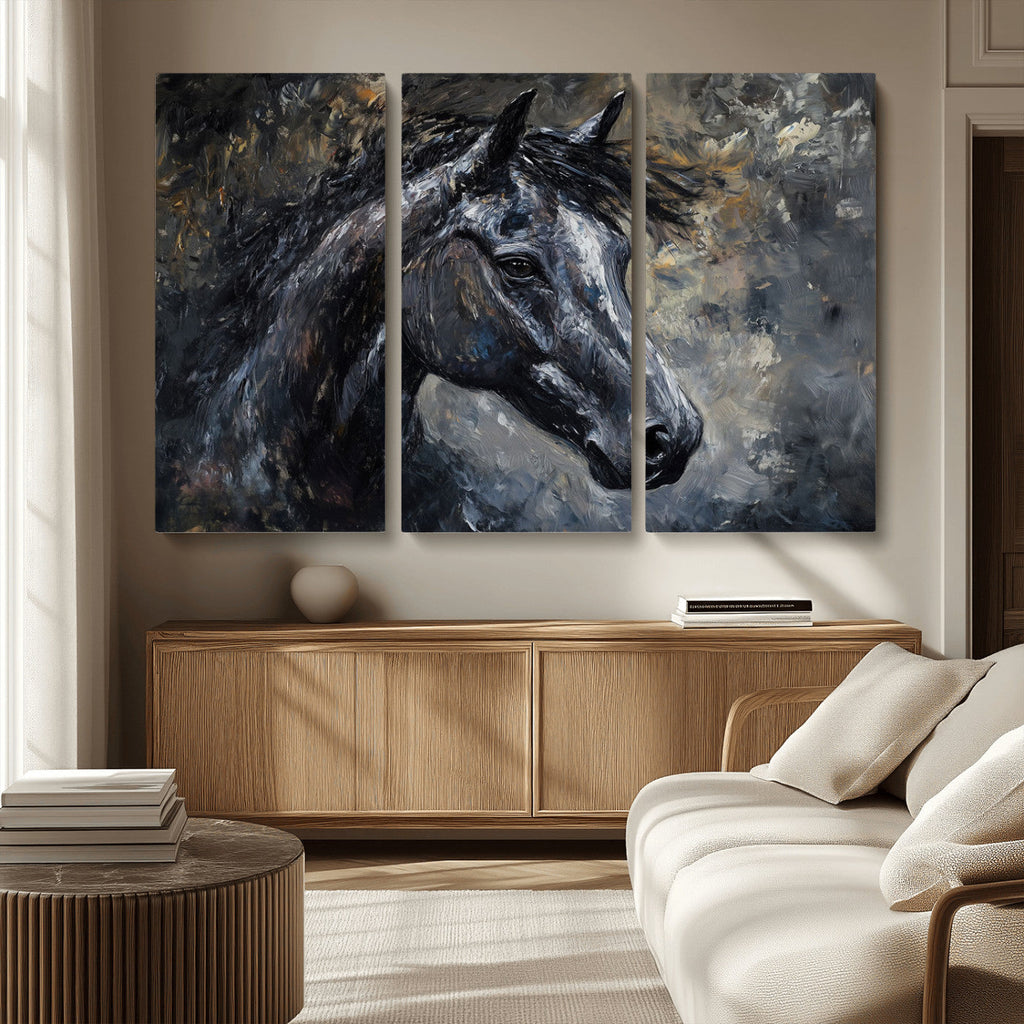 Large Abstract Horse Wall Art Canvas Print, Farmhouse Wall Art