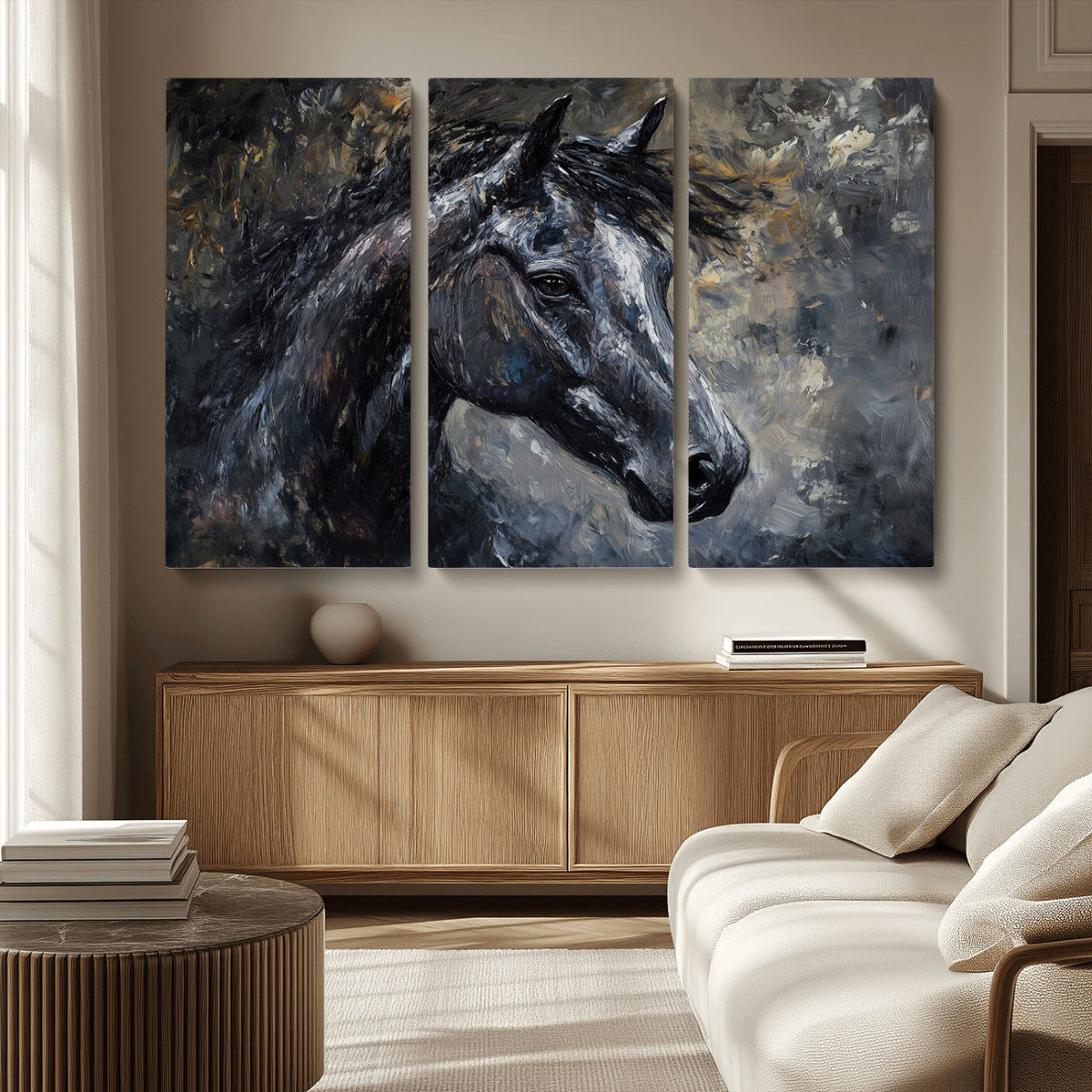 Large Abstract Horse Wall Art Canvas Print, Farmhouse Wall Art