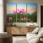 Pink Flower on the Mountain Canvas Print, Framed Pink Flower Canvas Wall Art