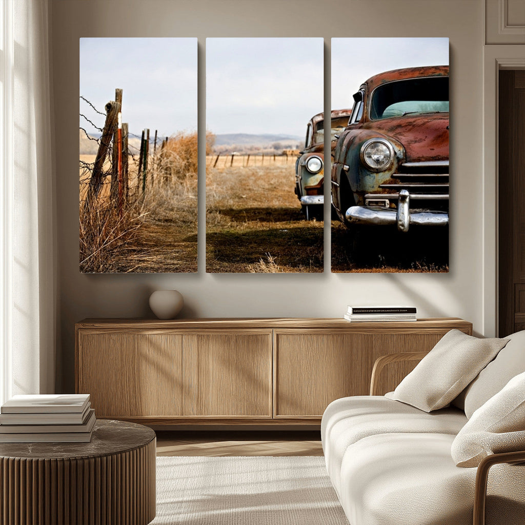 Old Rustic Classic Car Wall Art Canvas Print
