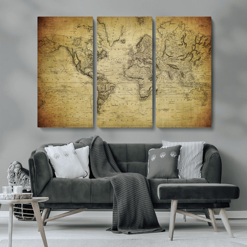Push Pin World Map Canvas Print | Travel Tracker Wall Art