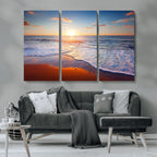 Tropical Ocean Sunset Wall Art Canvas Print, Golden Beach Horizon, Coastal Island Decor