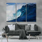 Ocean Wave at Sunset Canvas Art, Large Wall Print of Vibrant Water Waves