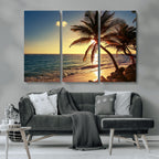 Sunset Palm Trees Wall Art Canvas Print