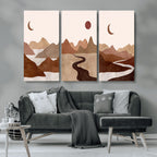 Boho Wall Art Canvas Print Set | Mid-Century Bohemian Wall Artwork, Boho Neutral