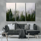 Forest Wall Art Canvas Print | Foggy Forest Wall Art | Pine Wood Forest Print